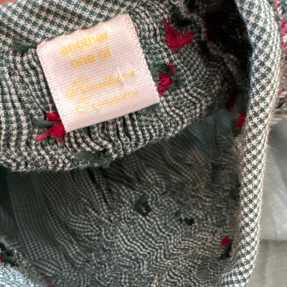 Another One of Heather's Smocked‎ Bishop Dress Kids Green Gingham SIZE 23in L - Picture 6 of 8